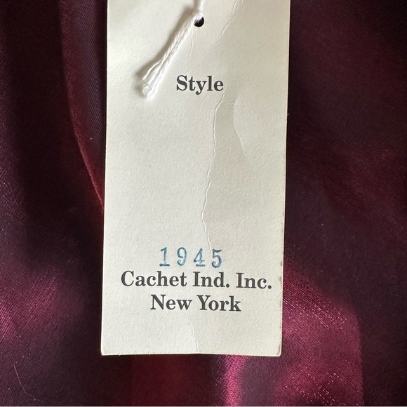 Cachet Vtg Glam Gala Dress Prom Gown Sz 12 Satin Metallic Burgundy Whimsigoth - Picture 12 of 14